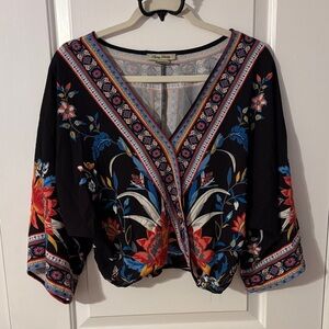 Flying Tomato Floral Cropped Blouse